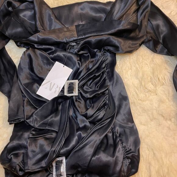 NWT ZARA JEWEL TRIM SATIN EFFECT DRESS - Picture 11 of 11